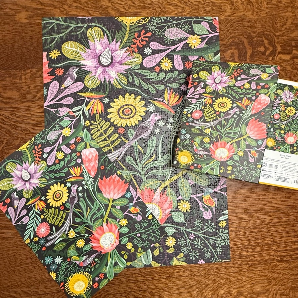Genuine Fred Puzzle Cape Town 1000 Pieces Complete Black with Bright Floral